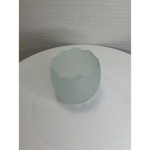 Vintage Biedermann Light Blue Frosted Glass - Broken‎ Egg Votive Candle Holder